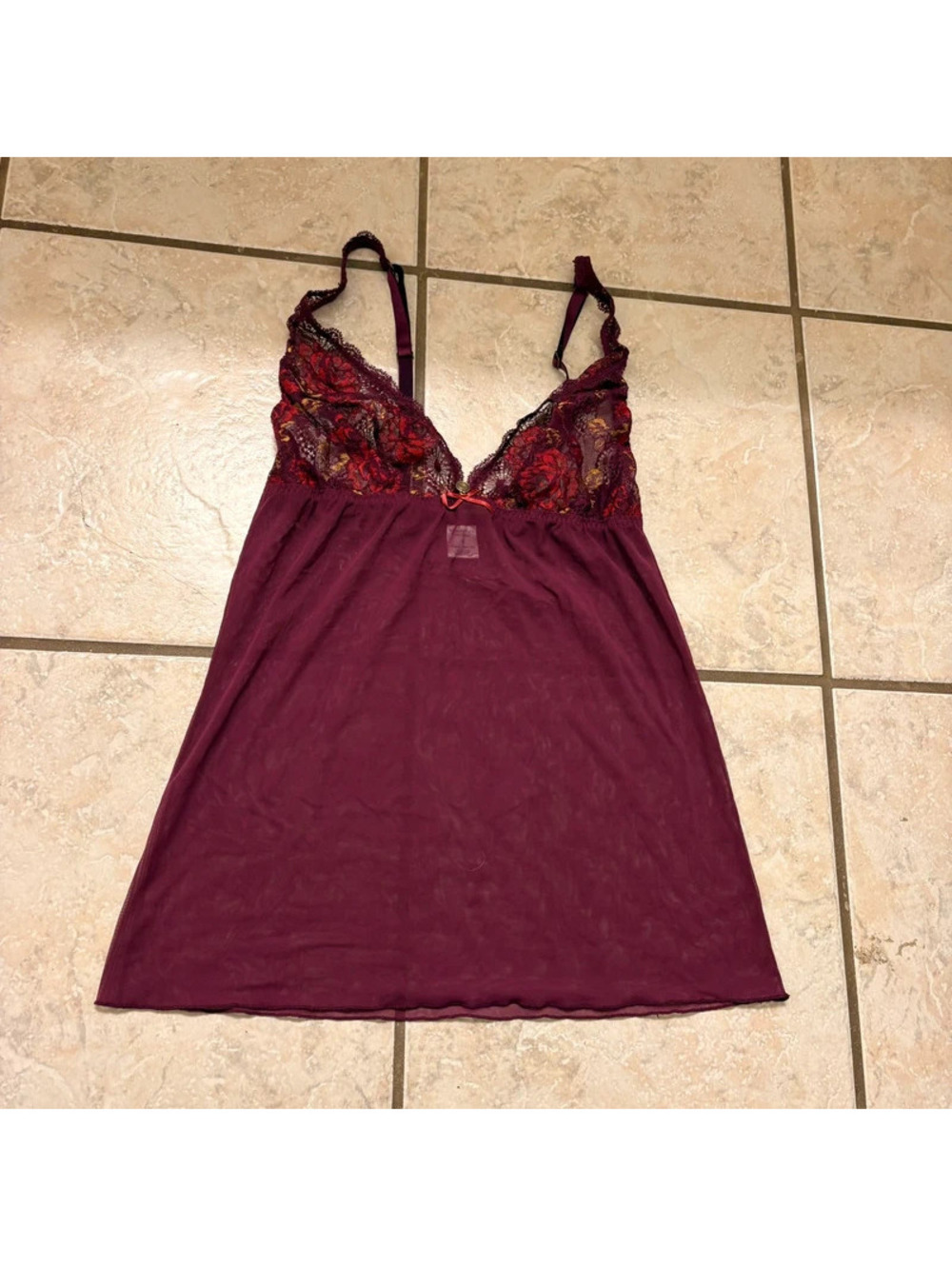 Y2K Simply Vera Wang Purple and Floral Sheer Babydoll Tank